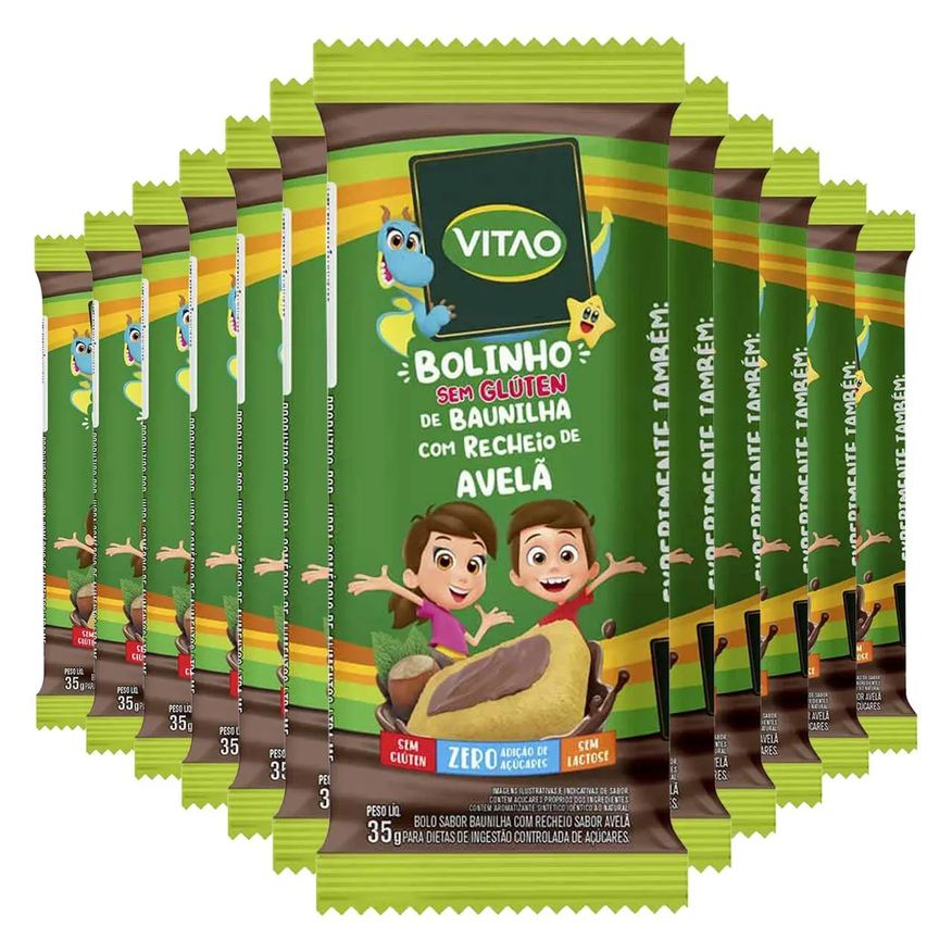 Vitao Bolinho sem Glúten Baunilha Recheio de Avelã Kids 420g