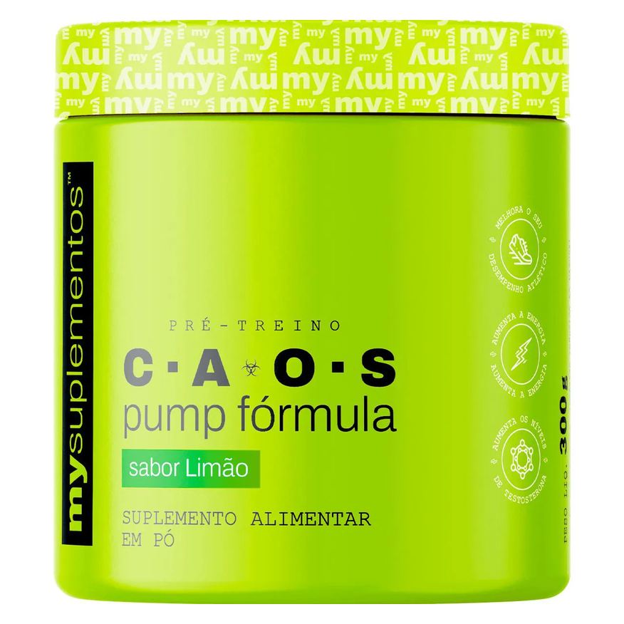 Bodybuilders Pré-Treino C.a.o.s 300g | Pump Fórmula | 400mg de Cafeína - My Suplementos Limão