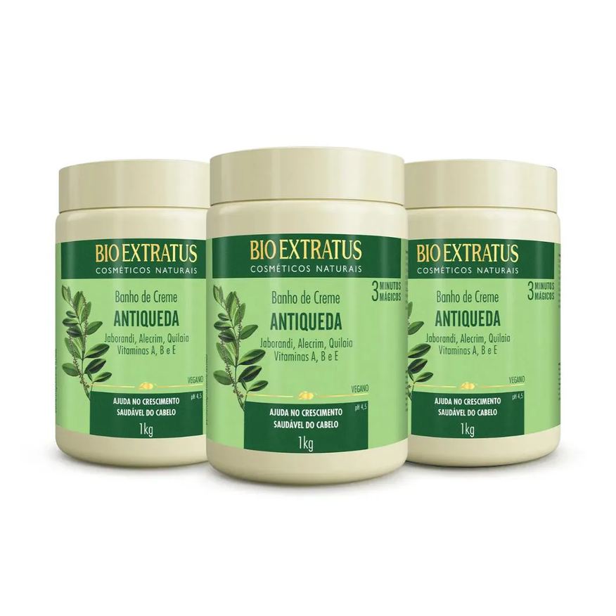 Bio Extratus Kit Banho de Creme Antiqueda Jaborandi 1kg 3Itens