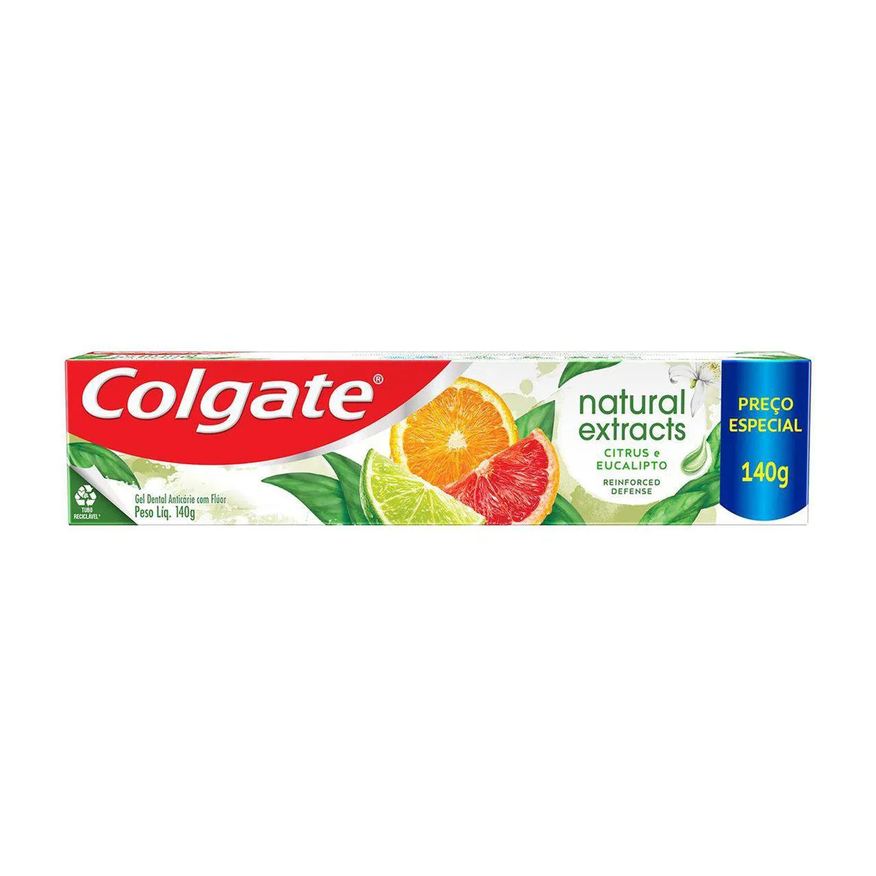 Colgate Creme Dental Natural Extracts Defesa Reforçada Citrus e Eucalipto 140g