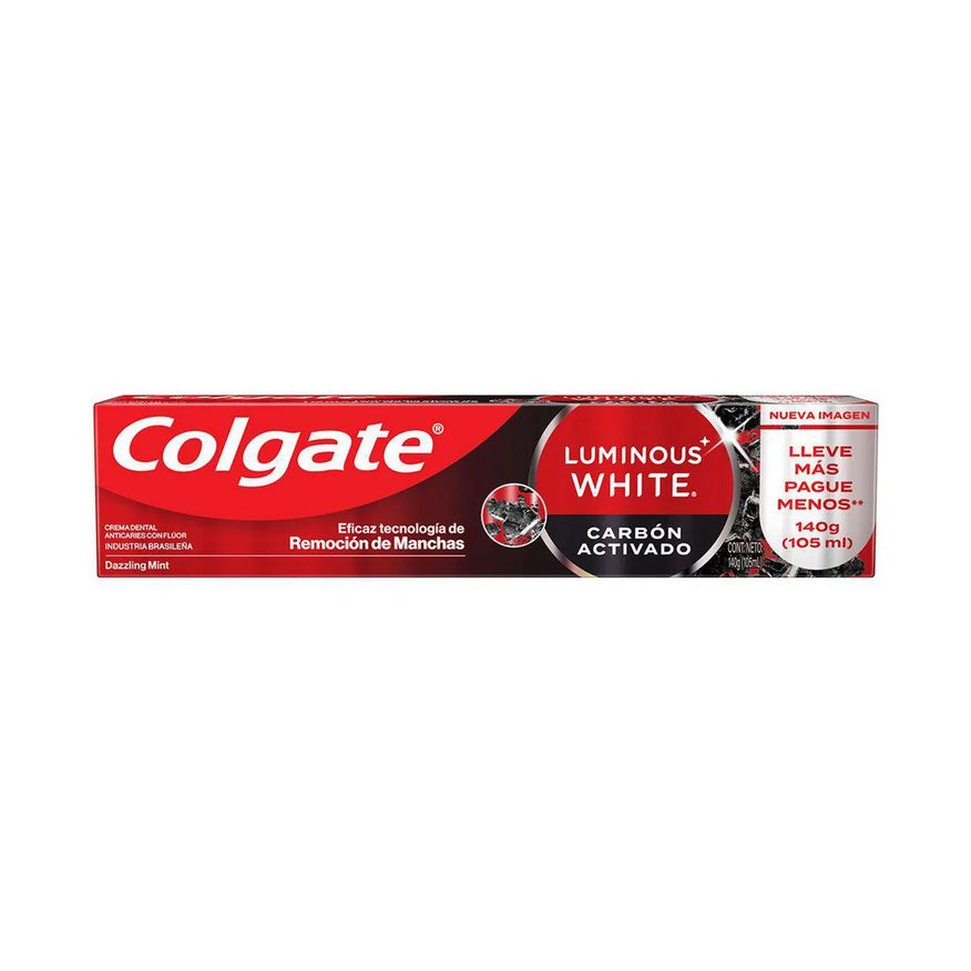 Colgate Creme Dental Luminous White Carvão Ativado 140g