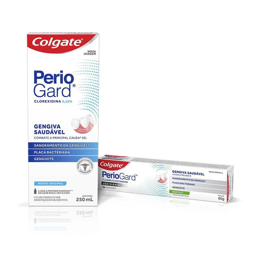 Periogard Kit Colgate Enxaguatorio Bucal Sem Alcool 250ml + Pasta de Dente 60g