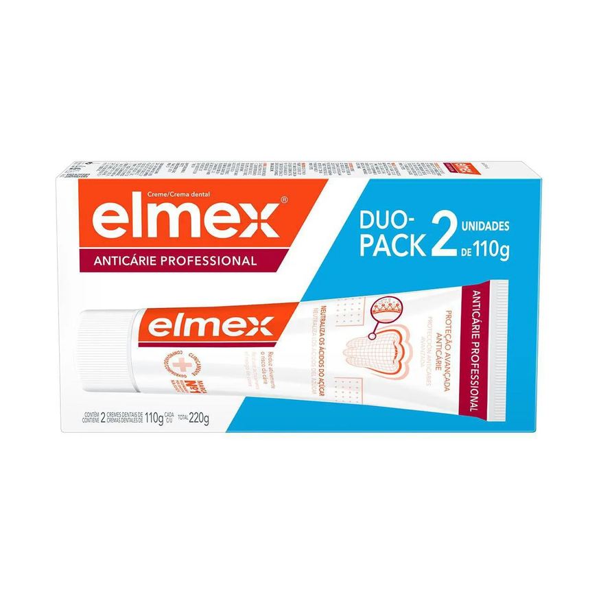 Elmex Creme Dental Anticáries Profissional Dual Pack 2 unidades de 110g Cada