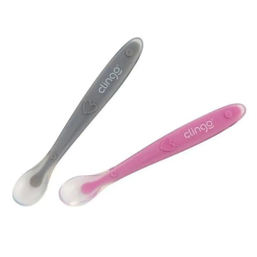 Clingo Colheres Silicone Premium Colors Rosa - 2Un - 6M+