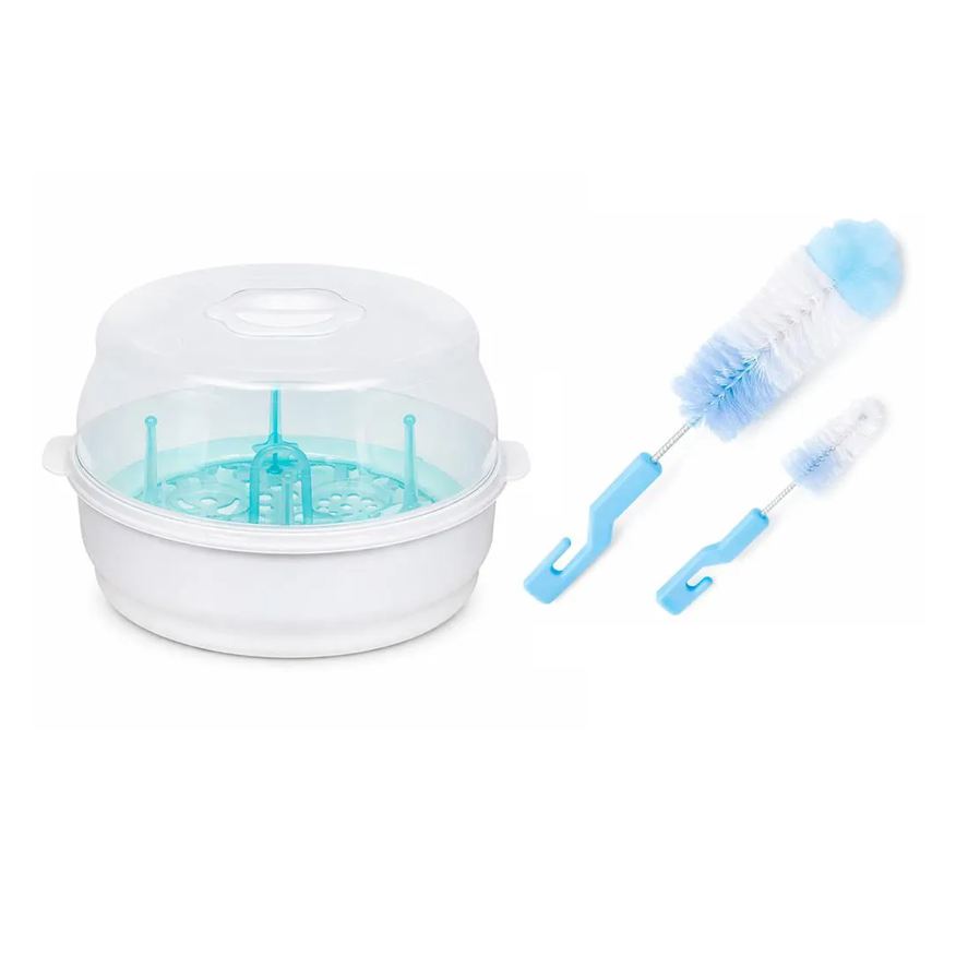 Buba Esterilizador + Escova de Mamadeiras com Espuma Azul