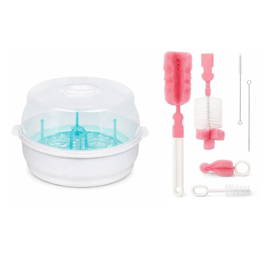 Buba Esterilizador + Escova de Mamadeiras e Canudo Rosa