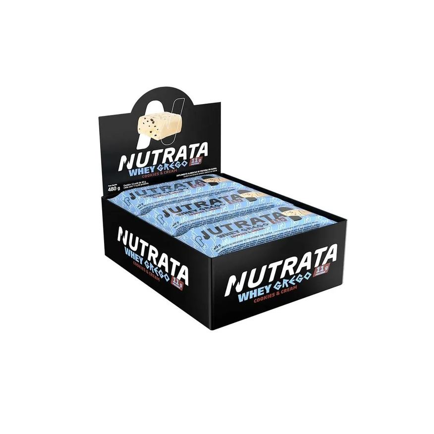 Nutrata Barra Whey Grego - Sabor Cookies And Cream - 12 Unidades de 40g