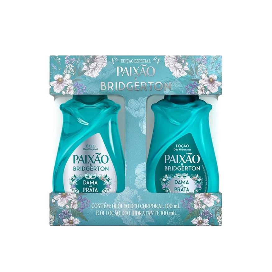 Paixão Kit Loção Hidratante Corporal + Óleo Corporal Bridgerton Dama de Prata com Ação Desodorante