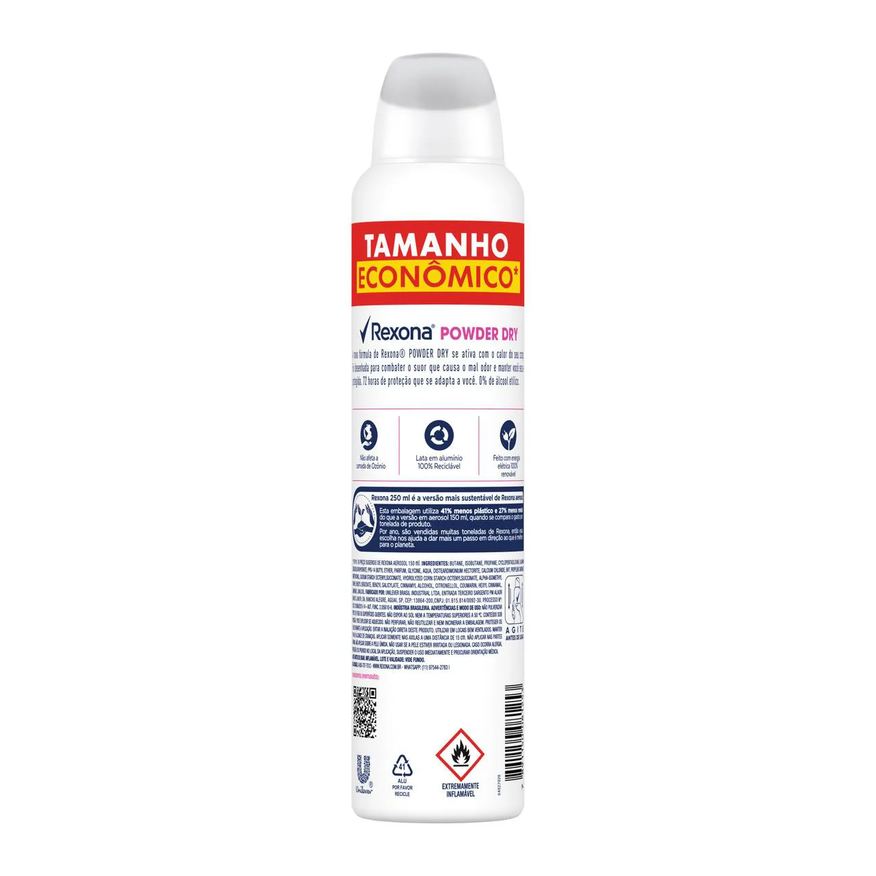 Rexona Desodorante Antitranspirante Aerosol Powder Dry Feminino 72h 250ml