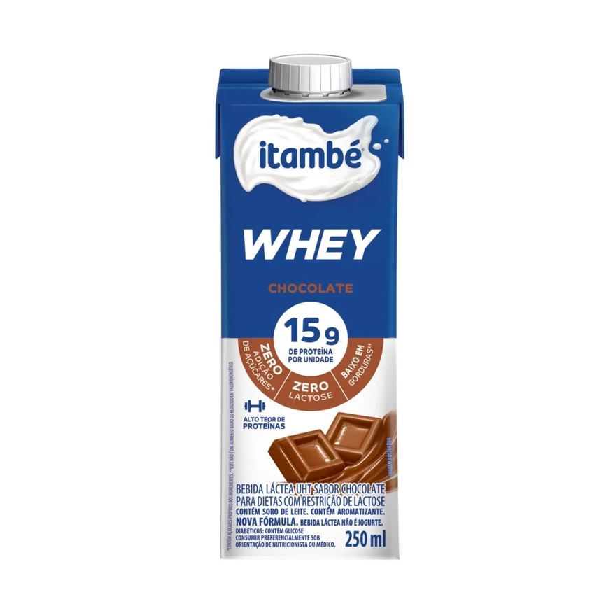 Itambé Bebida Láctea Whey Zero Lactose 15g Chocolate 250ml