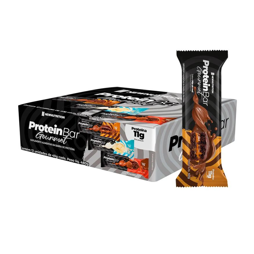 Newnutrition Barra Proteica Gourmet 40g Sabor Pao de Mel Chocolate