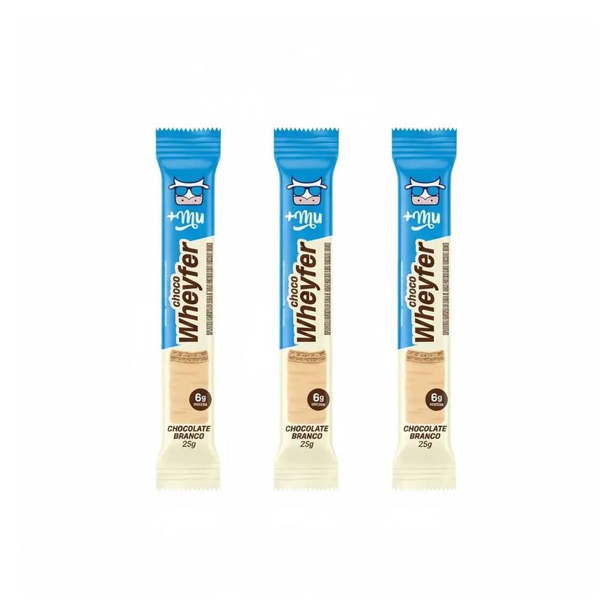 Mais Mu Kit 3 Choco Wheyfer Chocolate Branco Crocante 6g de Proteina 25g +Mu