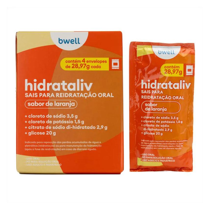 para Sais Reidratação bwell Hidrataliv Laranja 4 envelopes