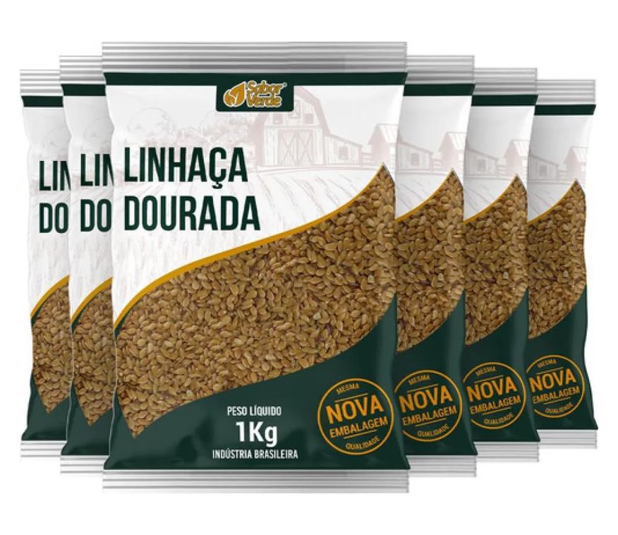 Sabor Verde Kit 6 Linhaça Dourada Semente 1kg