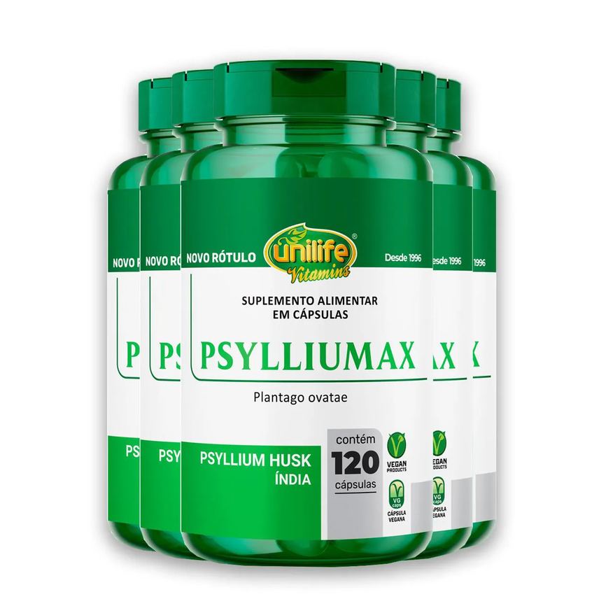 Unilife Kit 5 Psyllium Husk Psylliumax 120 Cápsulas