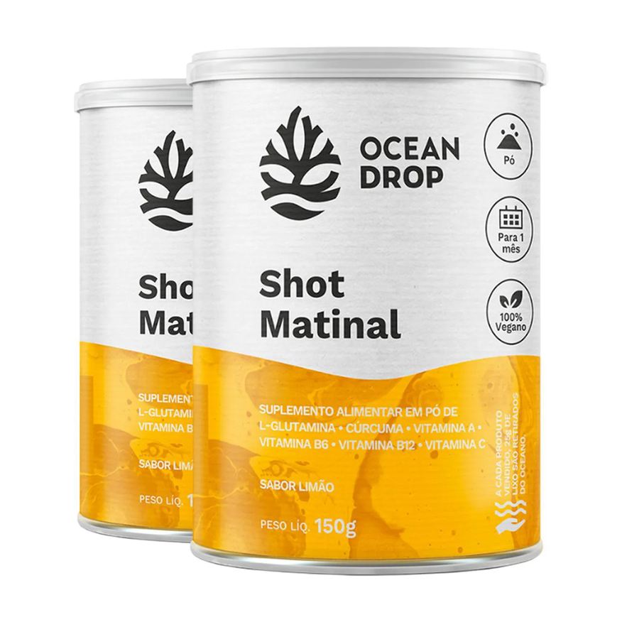 Ocean Drop Kit 2 Shot Matinal Vegano 150g Sabor Limão