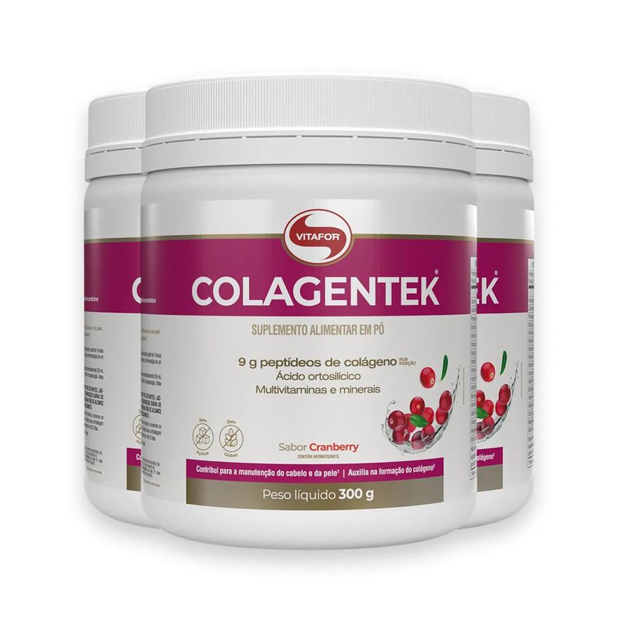 Vitafor Kit 3 Colagentek 300g Cranberry
