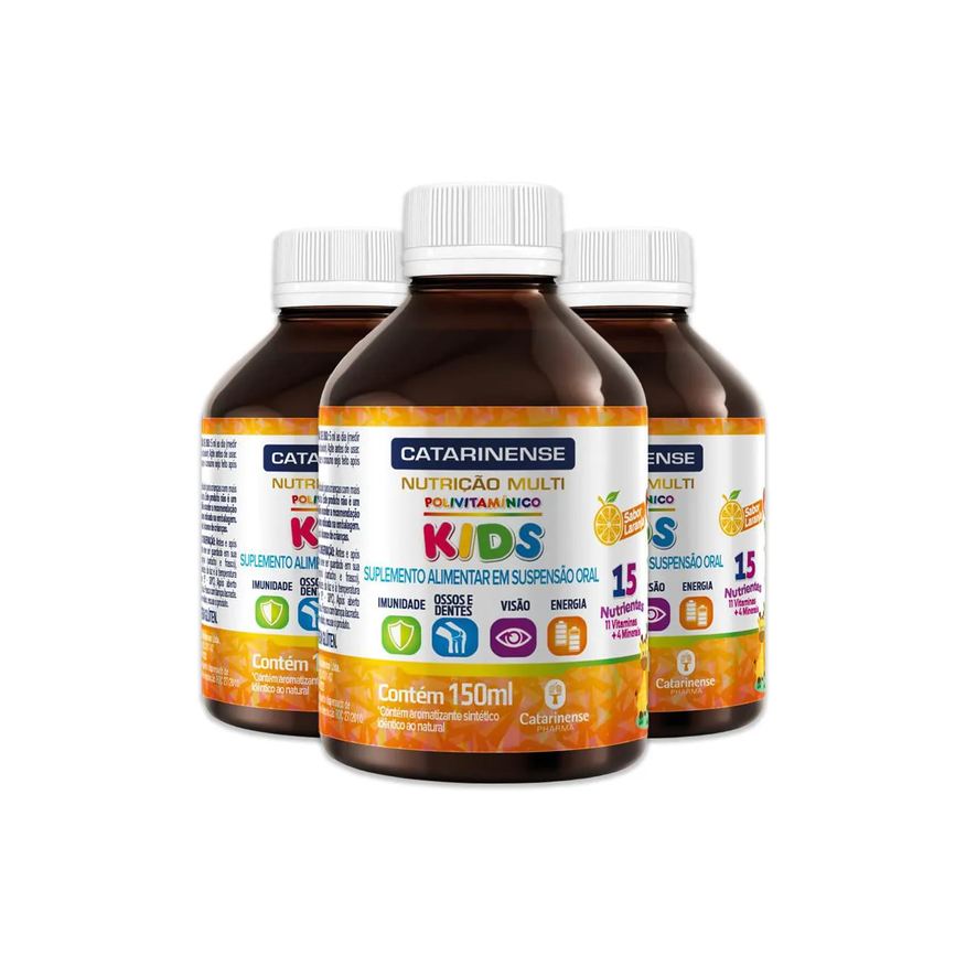 Catarinense Kit 3 Polivitamínico Kids Laranja 150ml