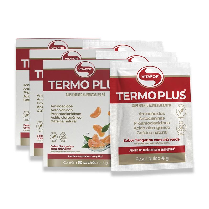 Vitafor Kit 3 Termo Plus Tangerina com Chá Verde 30 Sachês
