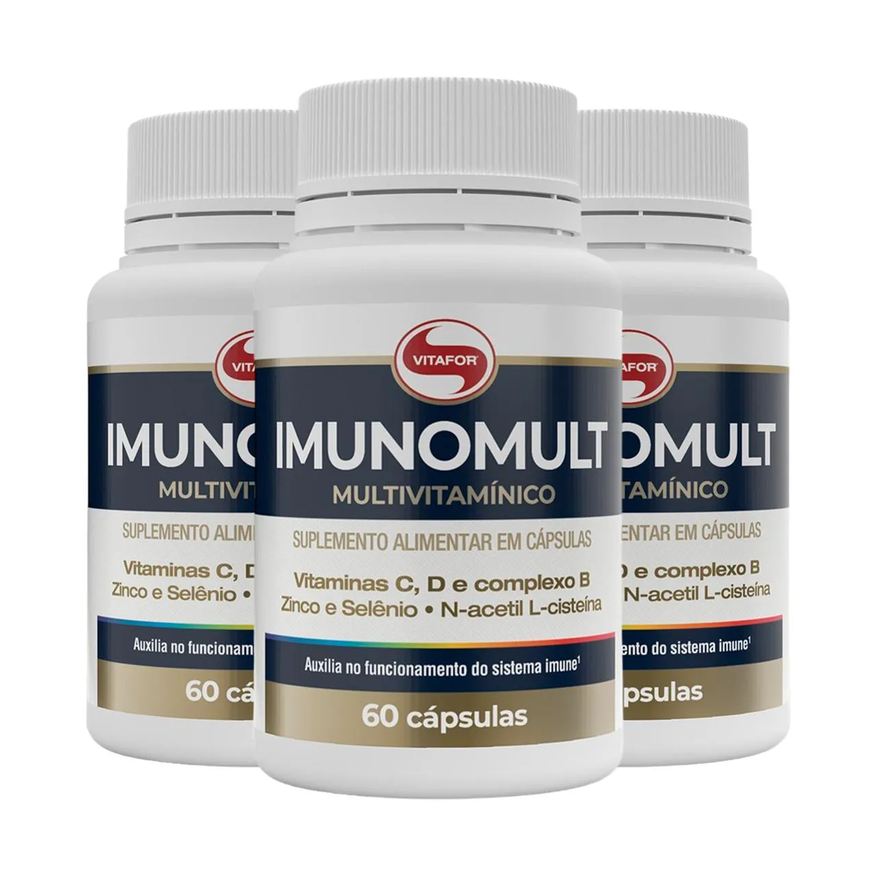 Vitafor Kit 3 Imunomult Multivitamínico 60 Cápsulas