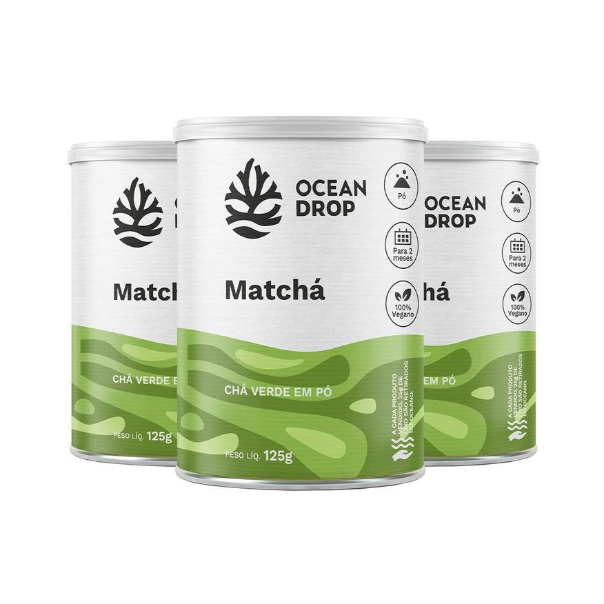 Ocean Drop Kit 3 Matchá Chá Verde Vegano 125g