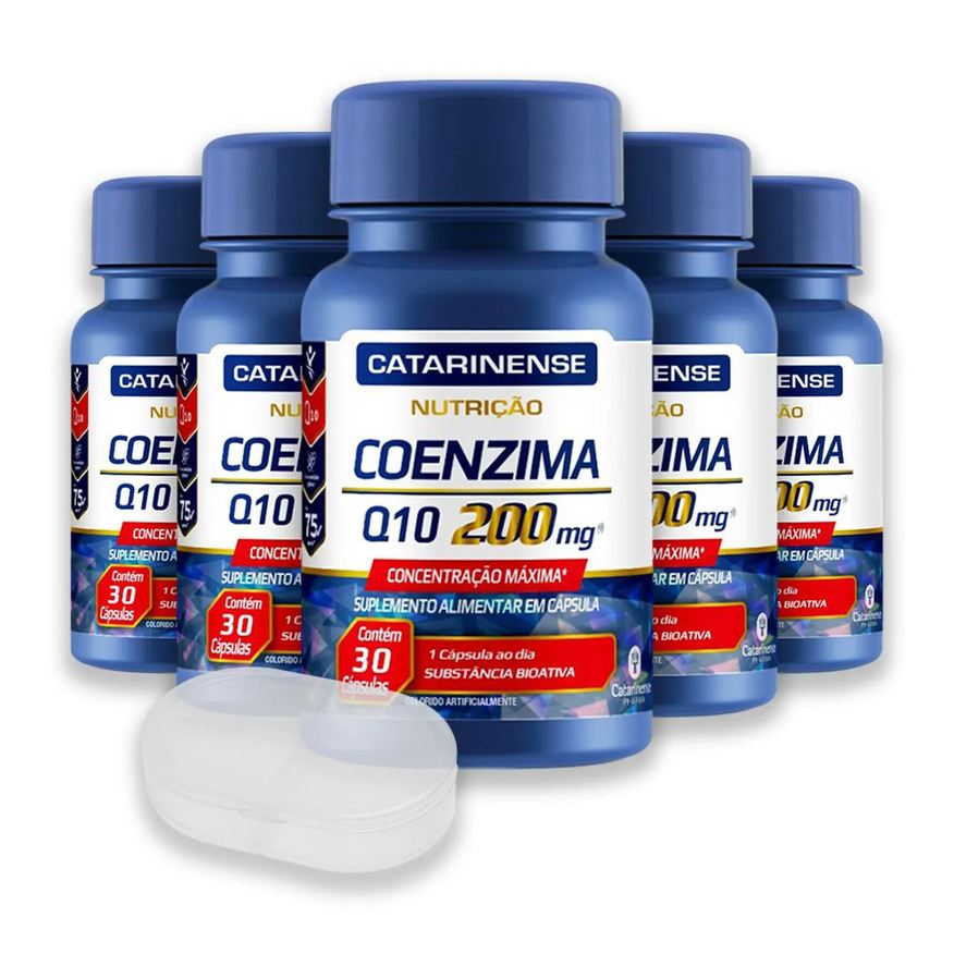 Catarinense Kit 5 Coenzima Q10 200mg 30 Cápsulas + Porta Cápsulas