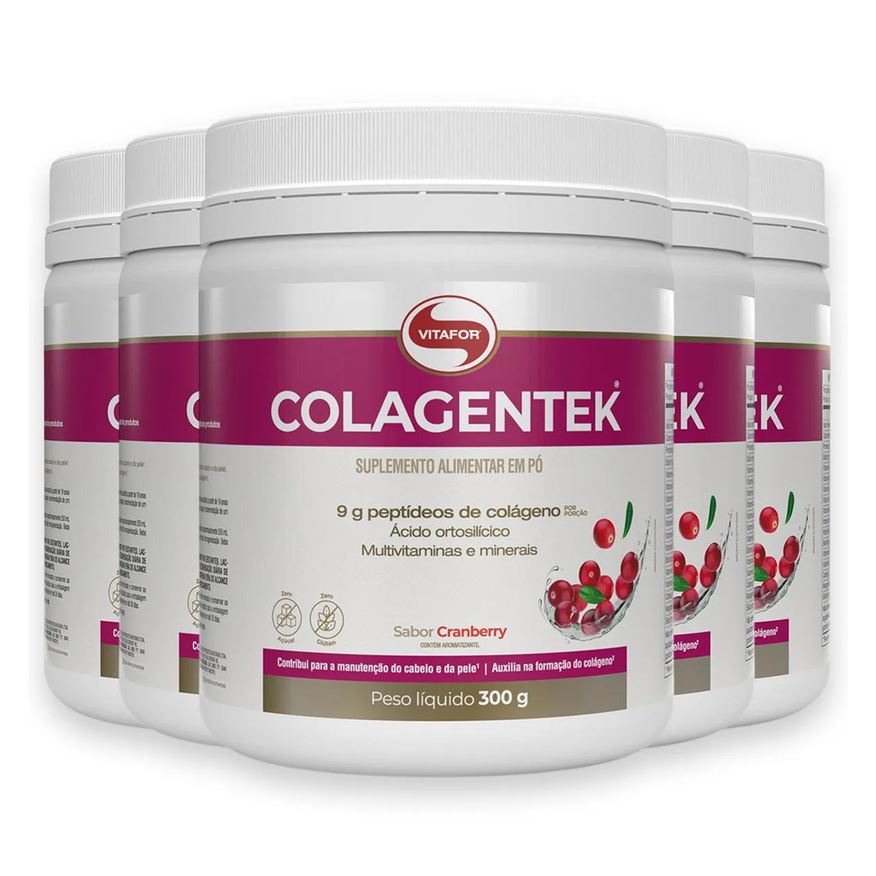 Vitafor Kit 5 Colagentek 300g Cranberry