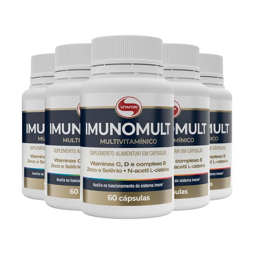 Vitafor Kit 5 Imunomult Multivitamínico 60 Cápsulas