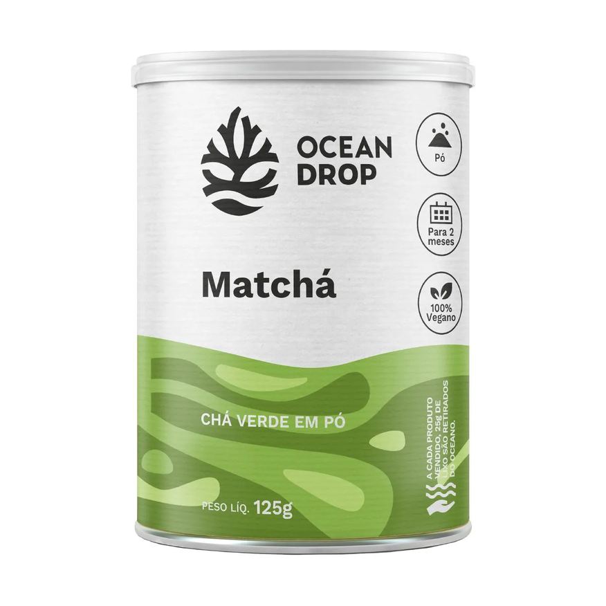 Ocean Drop Matchá em Pó Chá Verde Vegano 125g