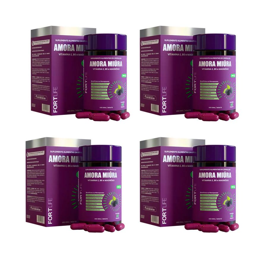 Fortlife Kit 4 Amora Miúra 1000mg 60 Cápsulas