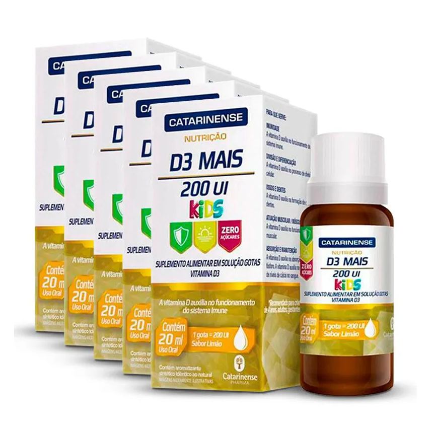 Catarinense Kit 5 Vitamina D3 Mais Kids 200 Ui 20ml