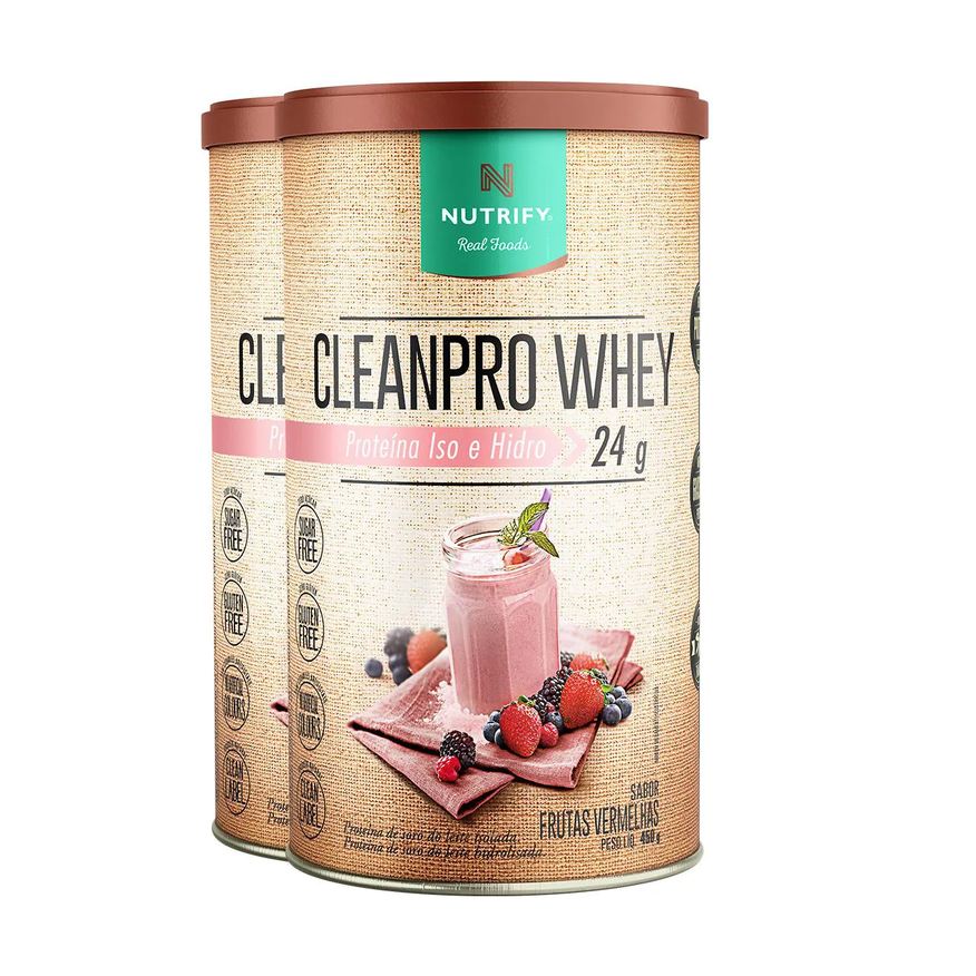 Nutrify Kit 2 Clean Pro Whey Hidrolisado Frutas Vermelhas 450g