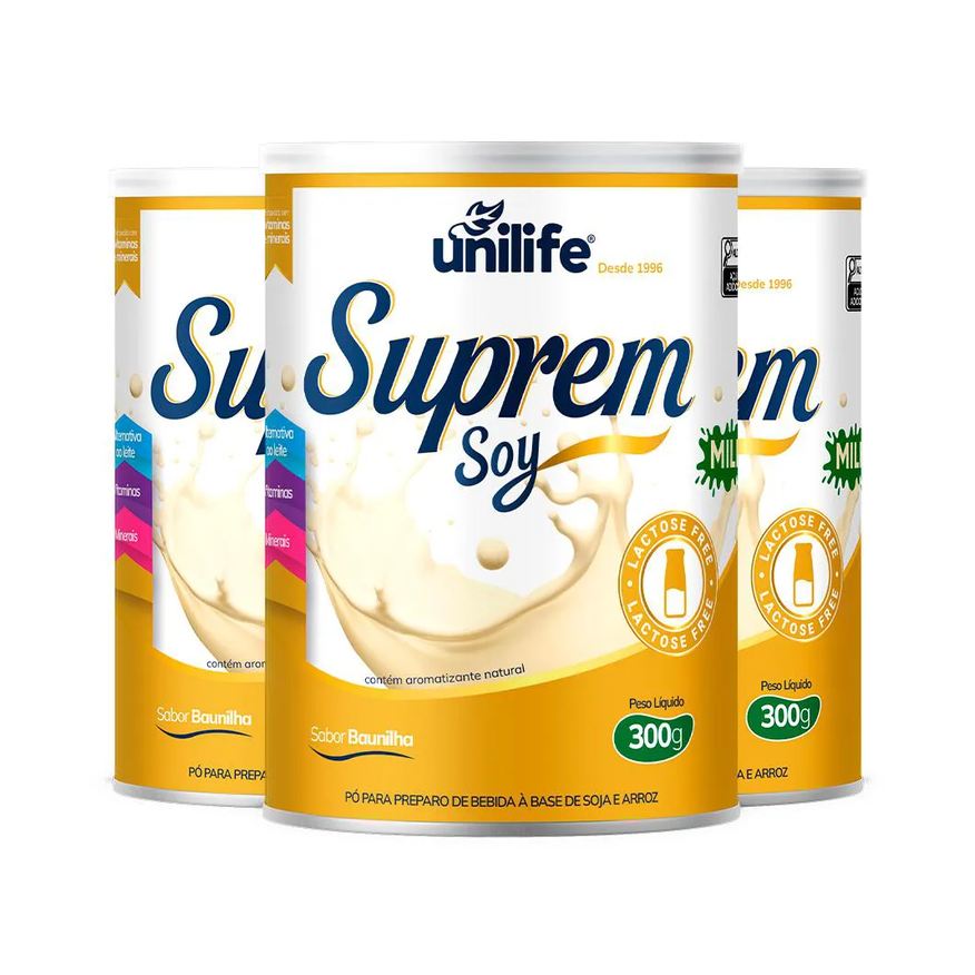 Unilife Kit 3 Suprem Soy Bebida de Soja Sabor Baunilha 300g