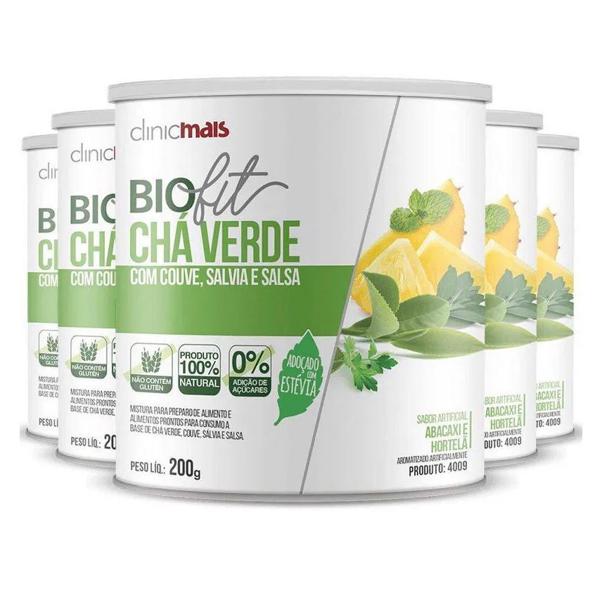 Clinic Mais Kit 5 Biofit Sabor Abacaxi e Hortelã Clinicmais 200g