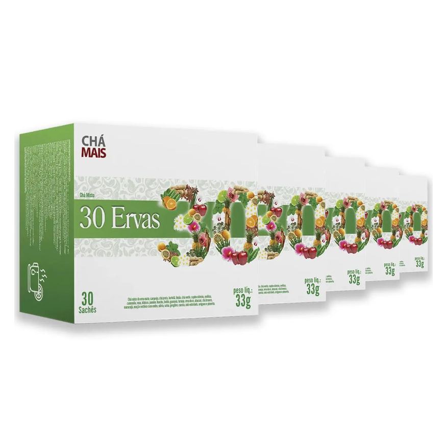 Clinic Mais Kit 5 Chá Misto 30 Ervas Flores e Frutas Chámais 30 Sachês