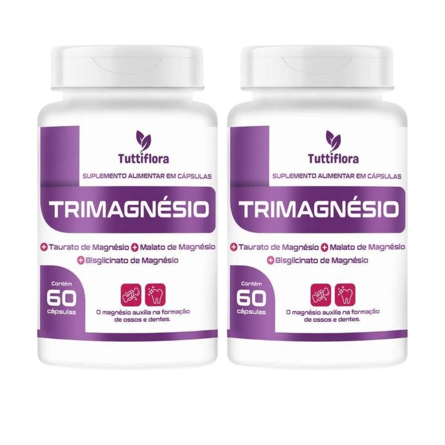 Nataly Kit com 2 - Tri Magnésio Premium (taurato, Malato e Quelato) 60 Capsulas de 500mg