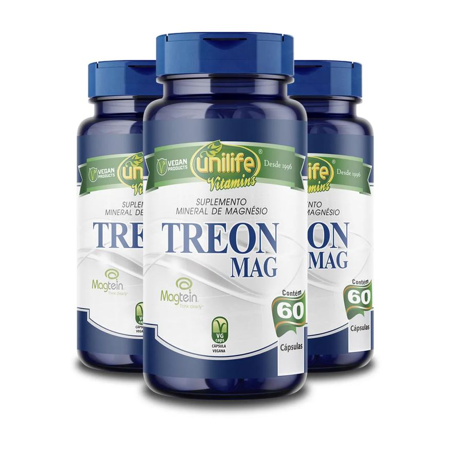 Unilife Kit 3 Treon Mag Magnésio Treonato 60 Cápsulas