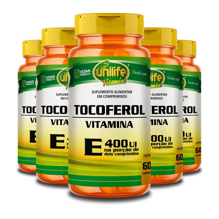 Unilife Kit 5 Vitamina e Tocoferol 60 Comprimidos