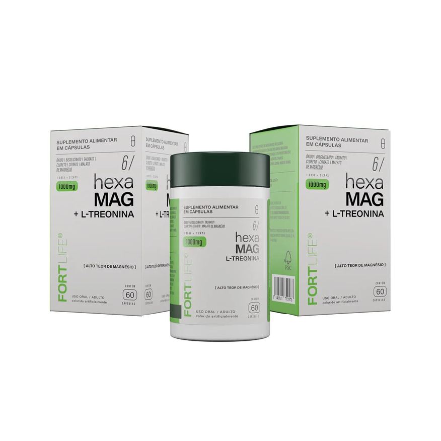 Fortlife Kit 2 Hexa Mag + L-Treonina 1000mg 60 Cápsulas