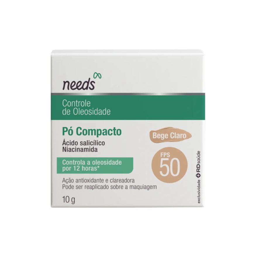 Needs Solar Pó Compacto Needs Controle de Oleosidade 10g - Bege Claro