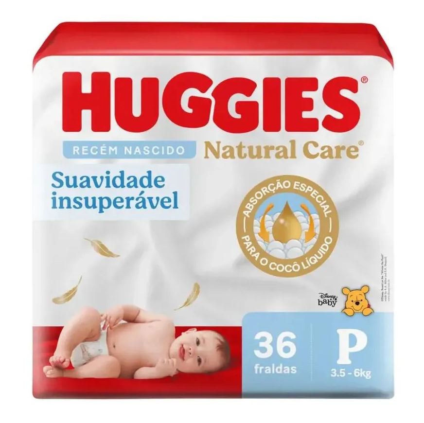 Huggies Fralda Calça Natural Care Roupinha Disney Baby Mega P – 36 Unidades