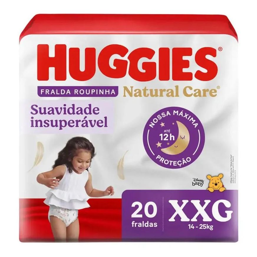 Huggies Fralda Calça Natural Care Roupinha Disney Baby Mega Xxg – 20 Unidades