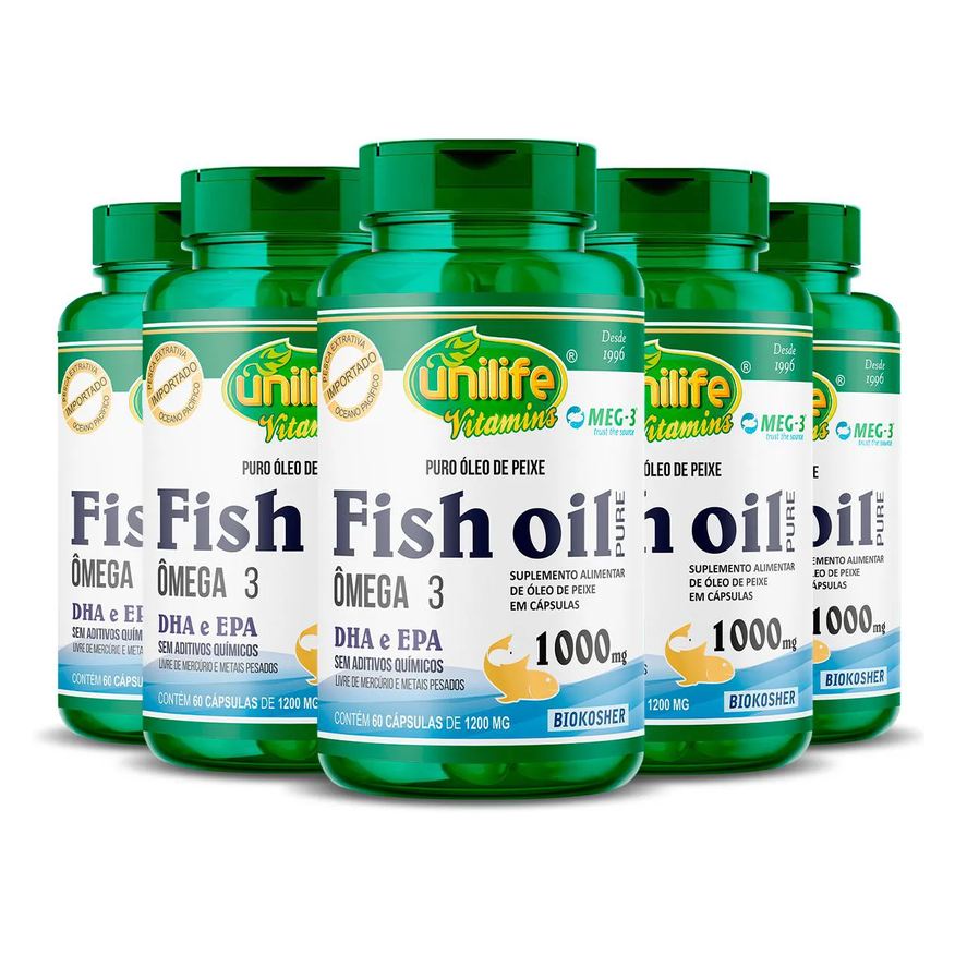 Unilife Kit 5 Óleo de Peixe Fish Oil 60 Capsulas 1000mg