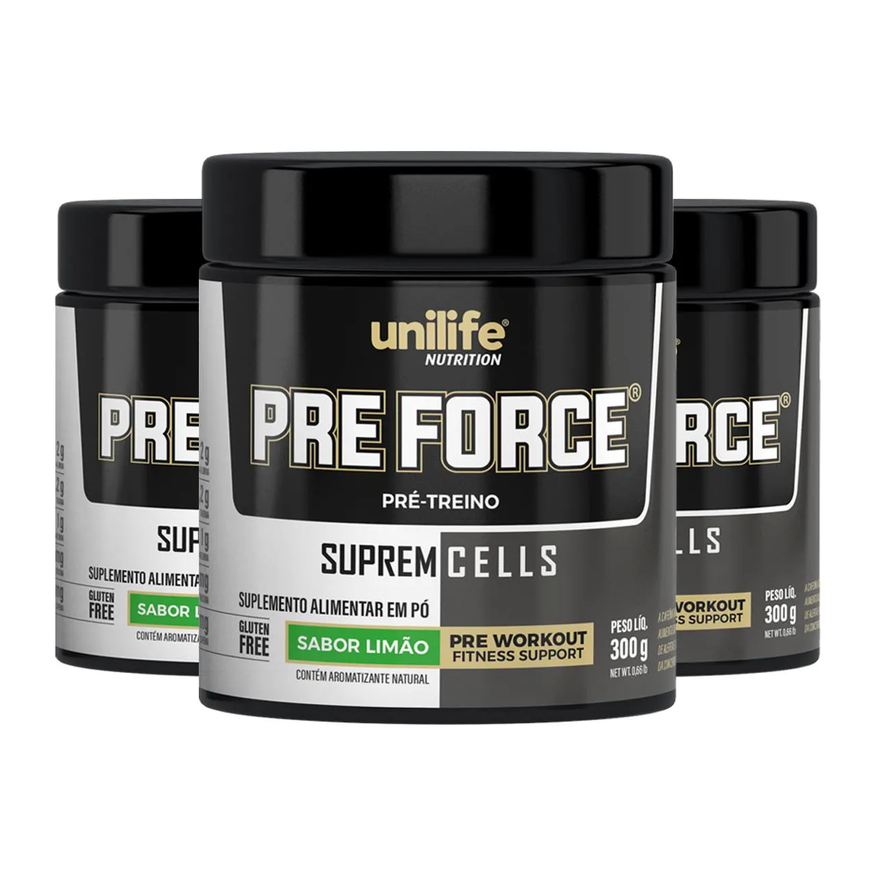 Unilife Kit 3 Pre Force Limão 300g