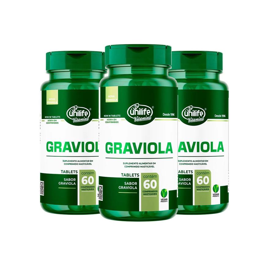 Unilife Kit 3 Graviola 60 Comprimidos 1000mg