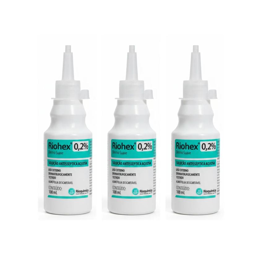 Rioquímica Kit 3 X Riohex 0,2% Solução Aquosa Dermo Suave 100ml