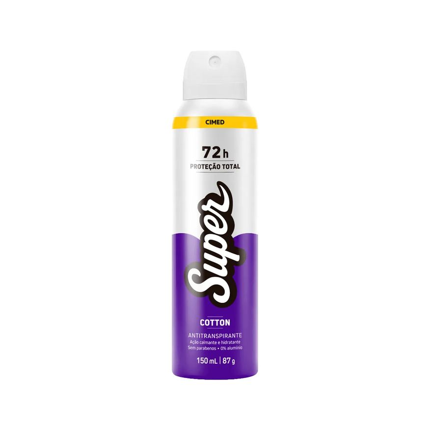 Super Desodorante Antitranspirante Aerossol Cimed Cotton 72h 150ml