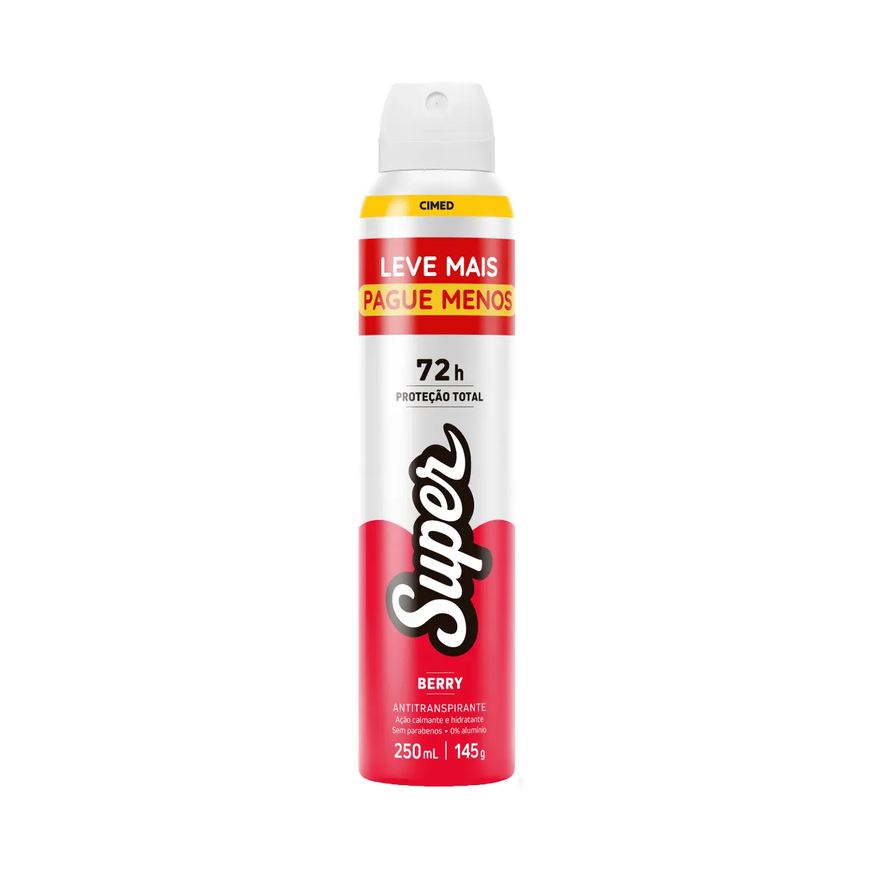 Super Desodorante Antitranspirante Aerossol Cimed Berry 72h 250ml