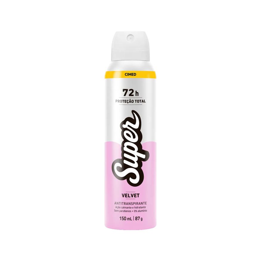 Super Desodorante Antitranspirante Aerossol Cimed Velvet 72h 150ml