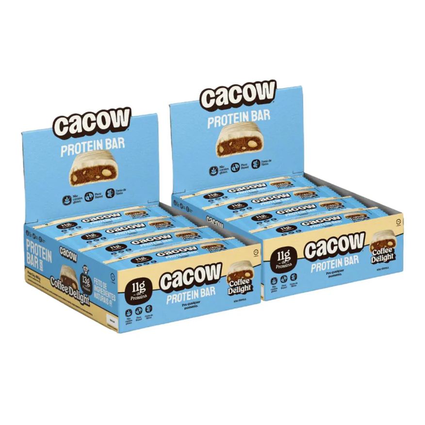 Cacow 2X Barra de Proteina Vegana Coffe Delight 12 Unidades 40g